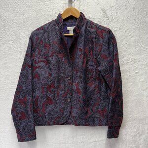 Vintage Coldwater Creek Tapestry Jacket Women Medium Purple Floral Sophisticated